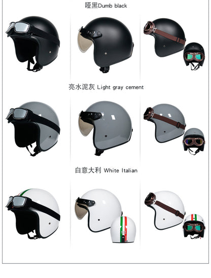 Cross-border retro helmet personality men's and women's leather helmet electric car helmet 3/4 summer helmet half helmet scooter four seasons universal