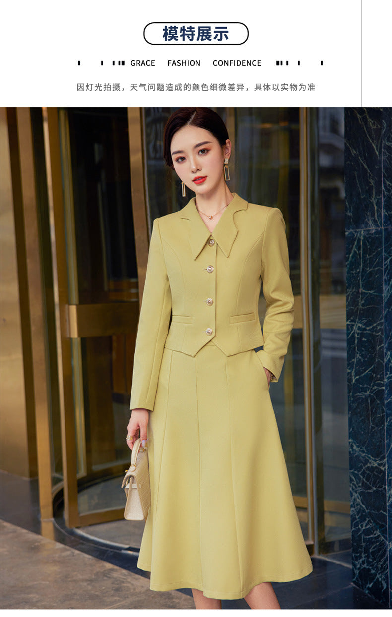 French style black dress Women's Spring and Autumn New retro high-grade elegant socialite high-end suit two-piece suit