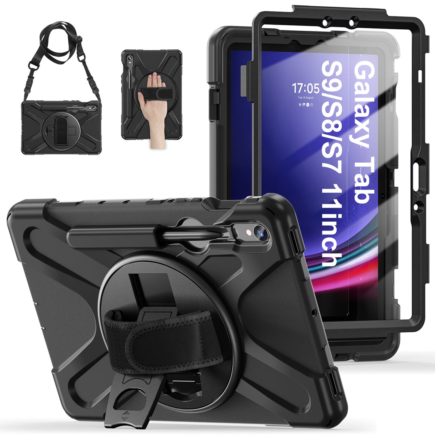 Applicable to Samsung Tab S9 FE/A9PLUS pirate king drop-resistant strap bracket protective cover
