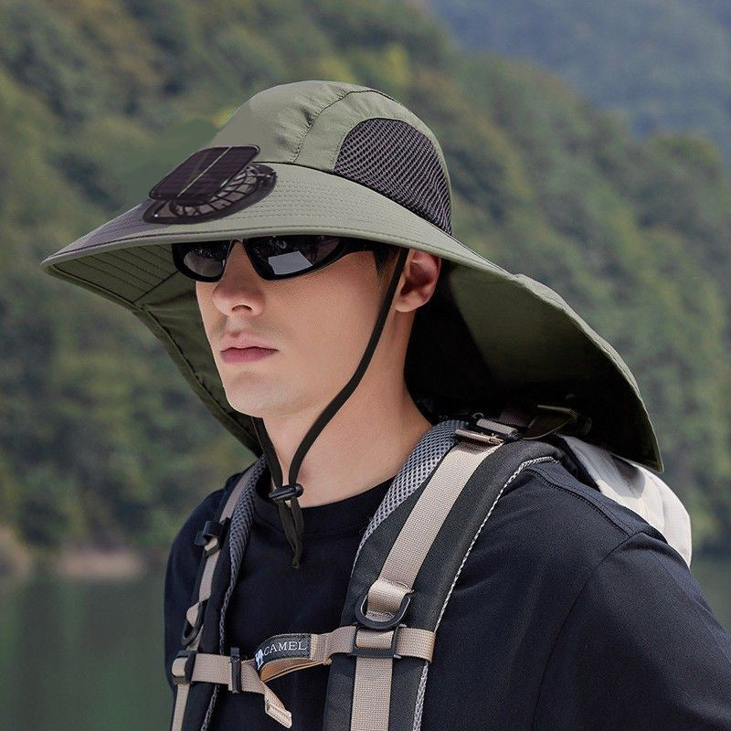 Solar Fan Hat, Summer Shawl, Neck Protection, Sun Protection Hat, Men's Outdoor Fishing and Hiking Hat, New Style Hat