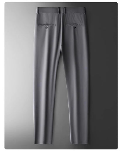 Wholesale men's ice silk trousers new casual pants men's slim-fit high stretch pants men's non-ironing black business men