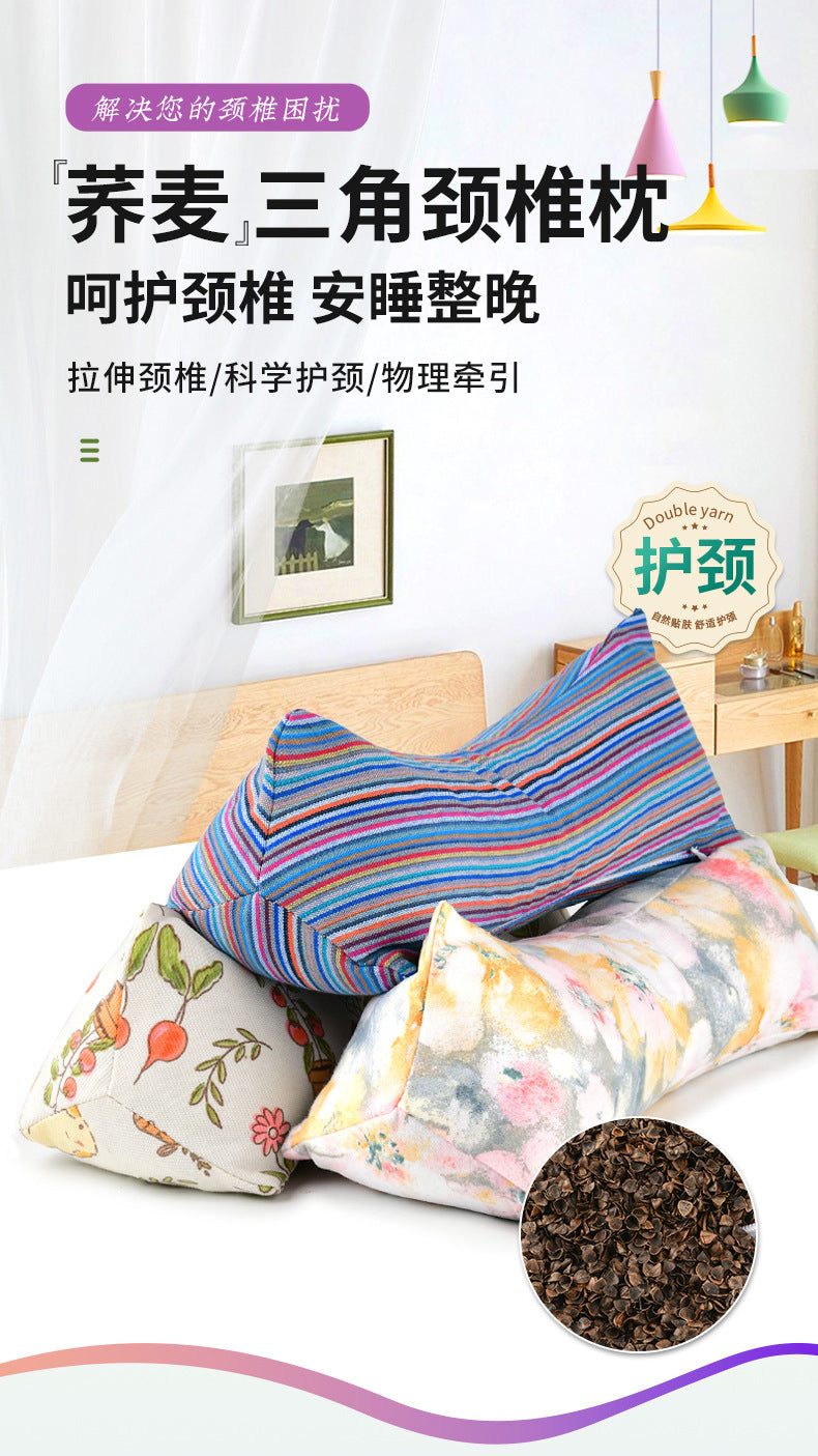 Wholesale Pure Cotton Pure Buckwheat Shell Diamond Cervical Pillow Household Adult Waist Pillow Nap Pillow Wholesale Buckwheat Pillow