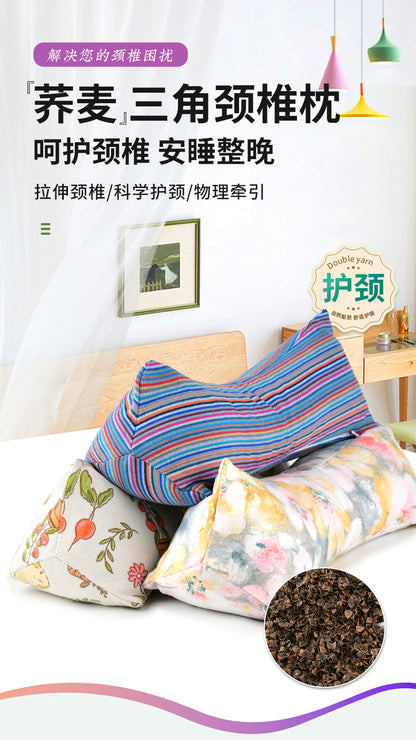 Wholesale Pure Cotton Pure Buckwheat Shell Diamond Cervical Pillow Household Adult Waist Pillow Nap Pillow Wholesale Buckwheat Pillow