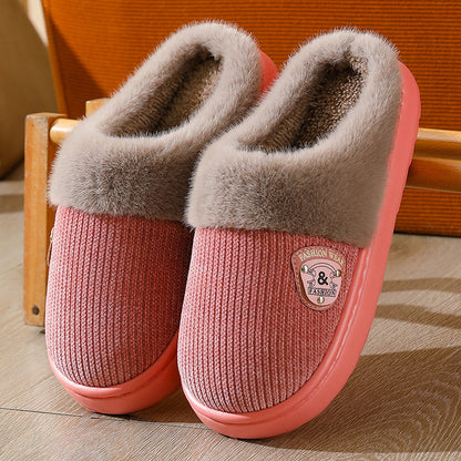 Autumn and Winter Cotton Slippers for Women 2025 New Home Indoor Couple Warm Plush Thickeneded Bottom Men's Cotton Slippers
