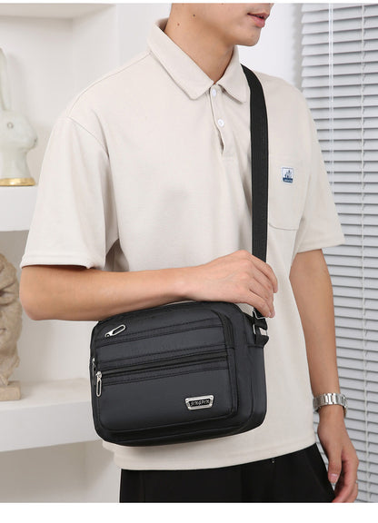 New Men's Coin Purse Casual Large Capacity Chest Bag Multi-layer Large Capacity Shoulder Bag Simple Solid Color Crossbody Bag