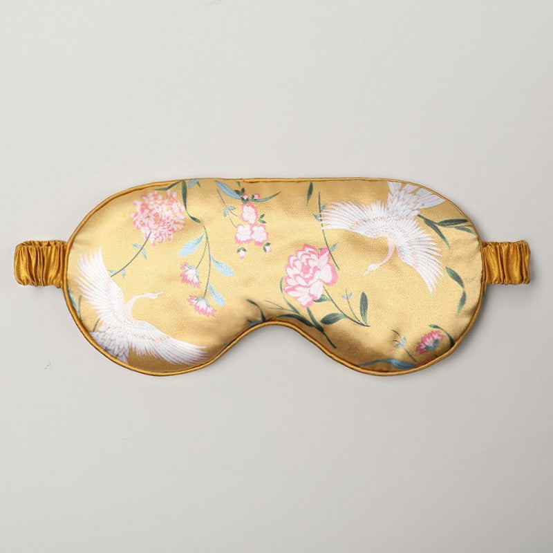 Mulberry Silk Eye Mask, Ice Silk Imitation Silk, Chinese Style Color, Satin Silk Light-Blocking Eye Mask for Sleep, Printed, in Stock Wholesale