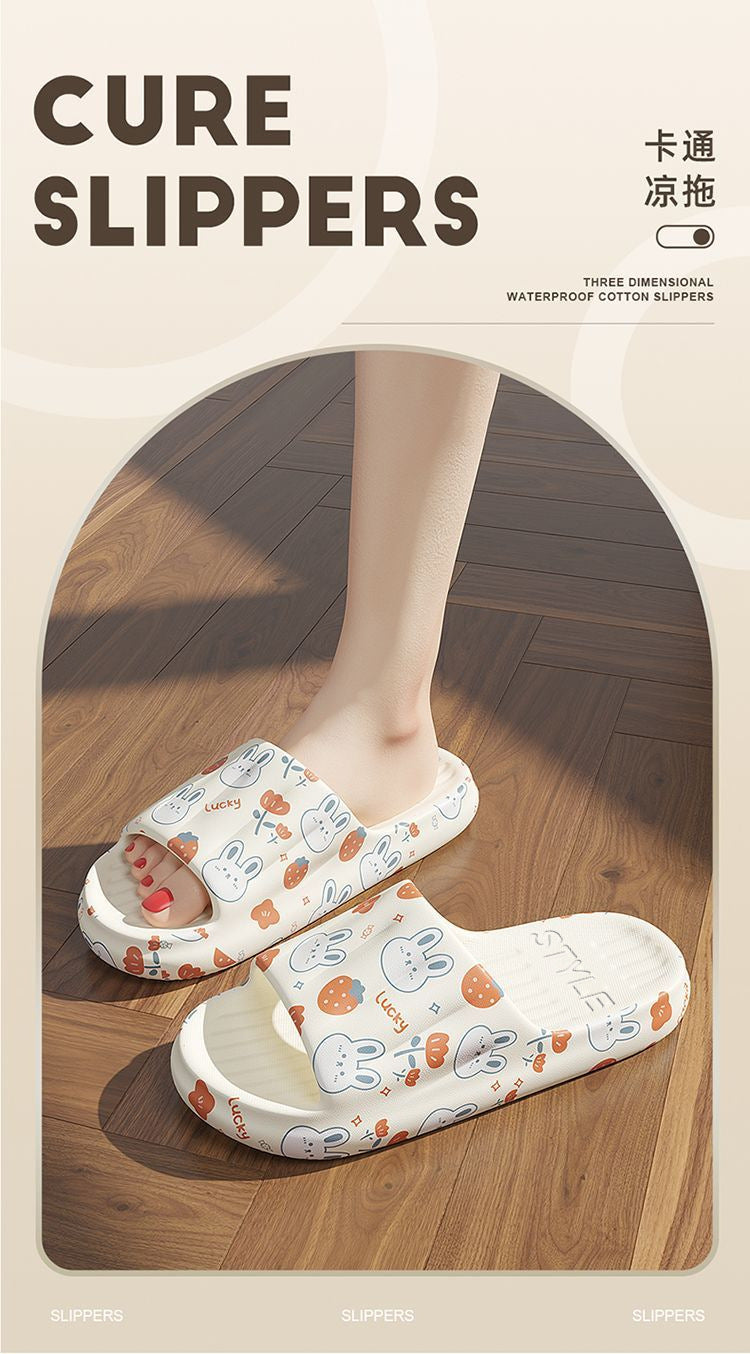 2025 New Summer Slippers for Women to Wear Outside Home Indoor Bathroom Bathing Pregnant Women Anti-Slip Anti-Odor Couple Sandals Slippers
