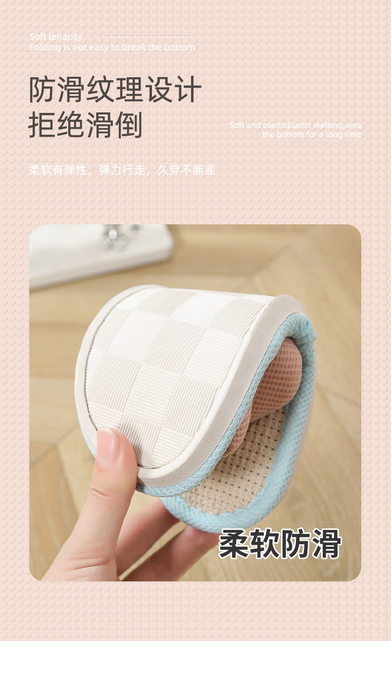 Bear Style Indoor Linen Slippers for Women Summer Home Non-Slip Women's Spring & Fall Seasons Fabric Floor Mops