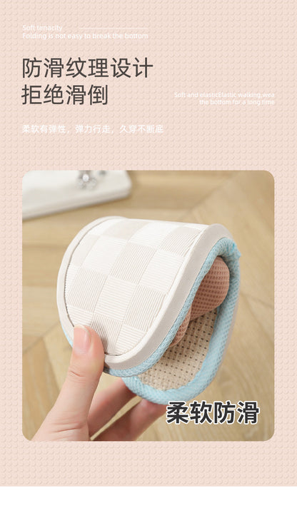 Bear Style Indoor Linen Slippers for Women Summer Home Non-Slip Women's Spring & Fall Seasons Fabric Floor Mops