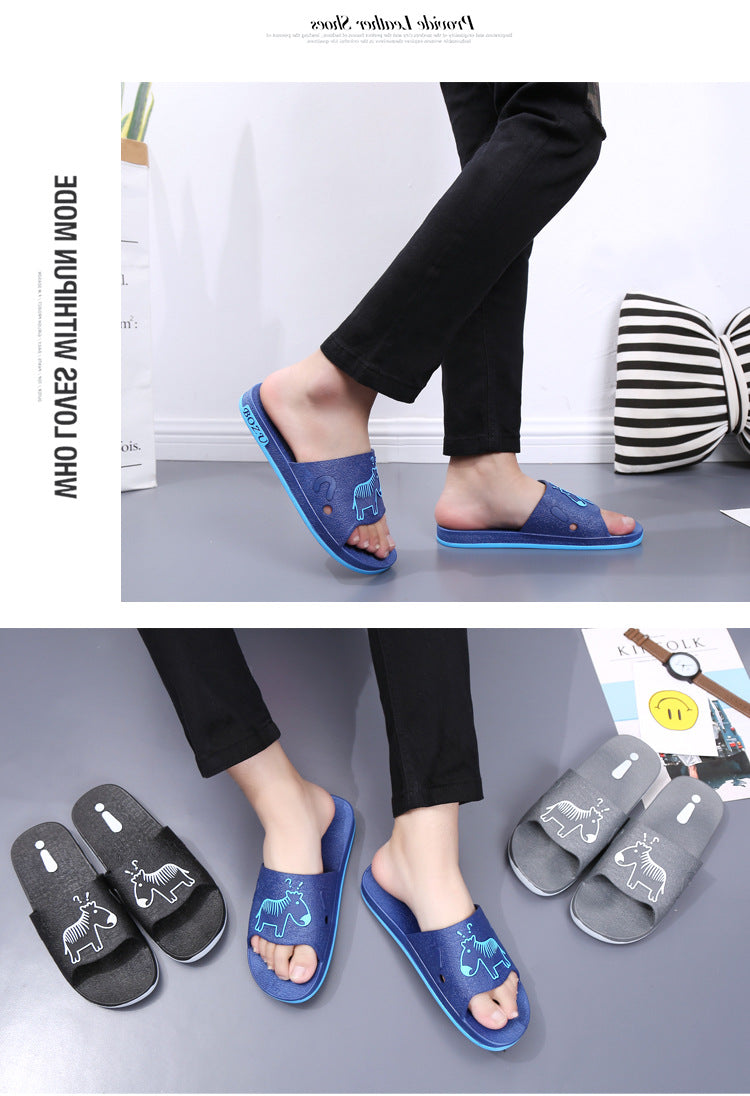 Summer Pvc Bathroom Slippers Home Cartoon Couple Slippers Indoor Cute Bath Non-Slip Sandals Women's Stall