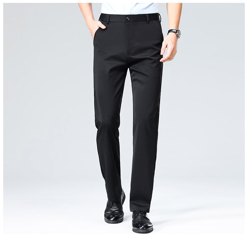Wholesale casual pants men's four-sided elastic fabric summer ice silk pants trousers trousers high waist breathable iron-free formal trousers
