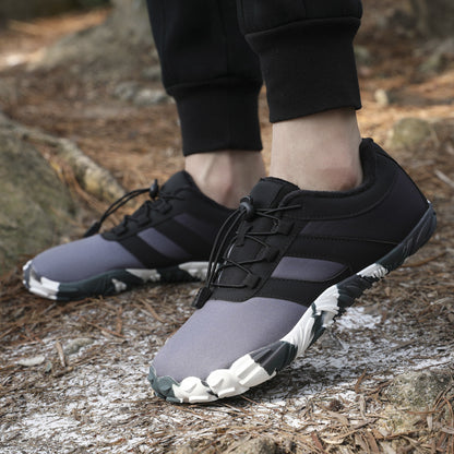 Outdoor Snow Boots, Home Cross-Border Winter New Style, Non-Slip Short Style, Fleece-Lined Warm Cotton Shoes, Thick-Soled Barefoot Five-Toe Shoes