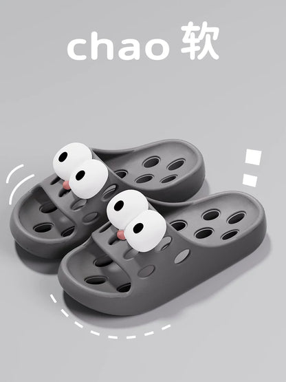 Bathroom Bath Slippers Women's Cartoon Eyes New Summer Home Dormitory Hotel Anti-slip Water Leakage Quick-drying Sandals for Men
