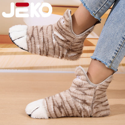 Cross-Border Autumn and Winter Yoga Shoes with Fleece Lining for Warmth, Indoor Shoes for Men and Women, Non-Slip, Silent, Slip-On, Closed-Toe, Soft Plush Cotton Shoes