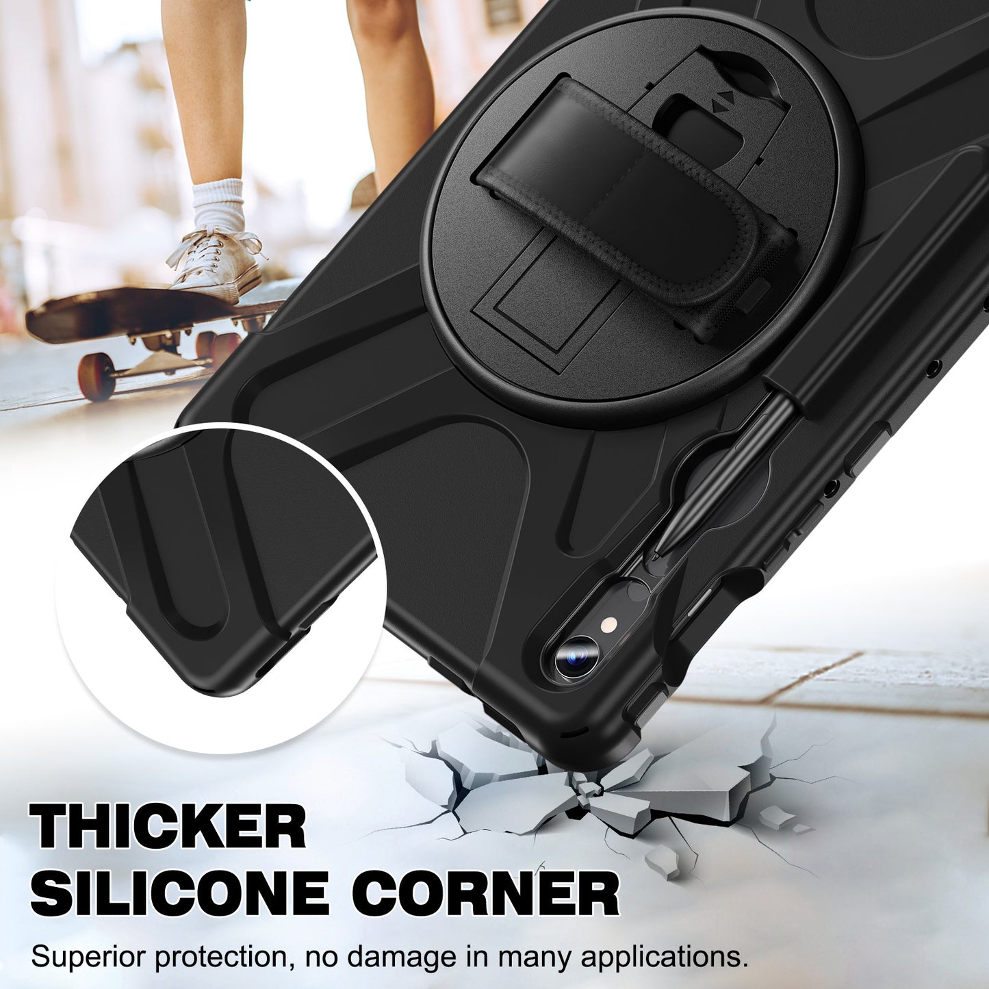 Applicable to Samsung Tab S9 FE/A9PLUS pirate king drop-resistant strap bracket protective cover