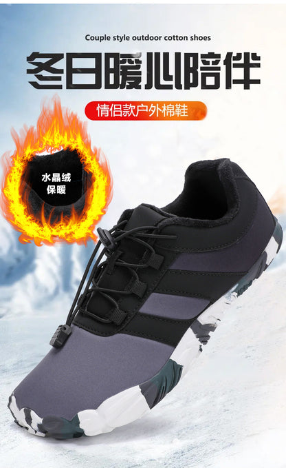 Outdoor Snow Boots, Home Cross-Border Winter New Style, Non-Slip Short Style, Fleece-Lined Warm Cotton Shoes, Thick-Soled Barefoot Five-Toe Shoes