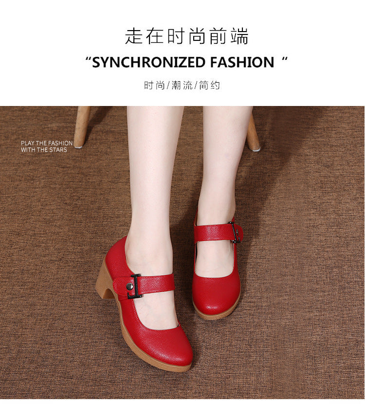 Factory direct sales dance shoes wholesale round head modern square dance shoes ladies mother shoes cross-border products 2025