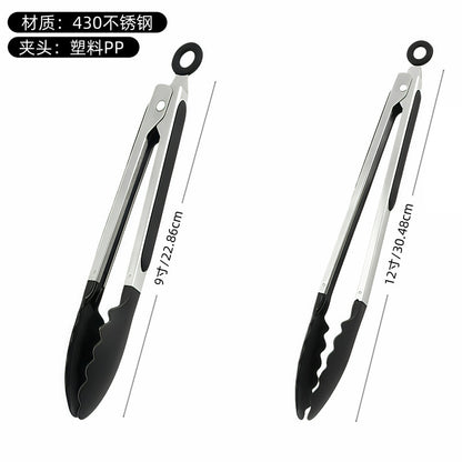 Silicone Clips for Kitchen Non-Stick Pans, Anti-Scalding and High Temperature Resistance, Household Barbecue and Steak Special Set, Stainless Steel Food Clips