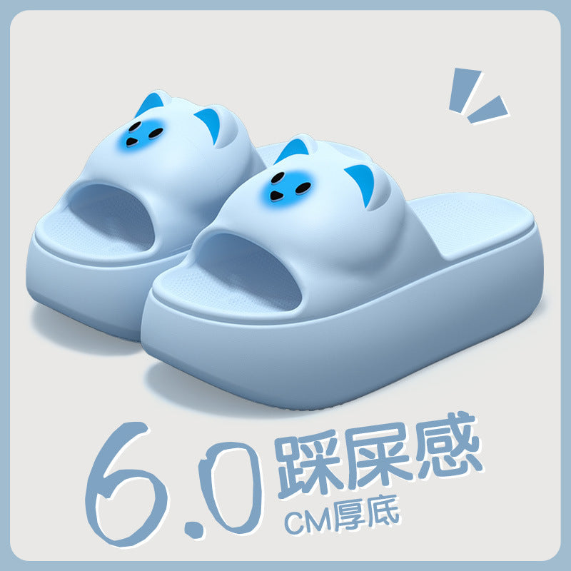 New Sandals and Slippers Women's Summer Thickened Sole Home Elevated Cartoon Non-slip Odor Deodorant Beach Shoes Lightweight Slippers