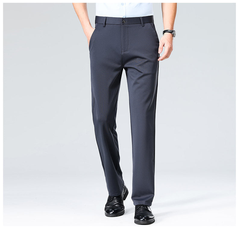 Wholesale casual pants men's four-sided elastic fabric summer ice silk pants trousers trousers high waist breathable iron-free formal trousers