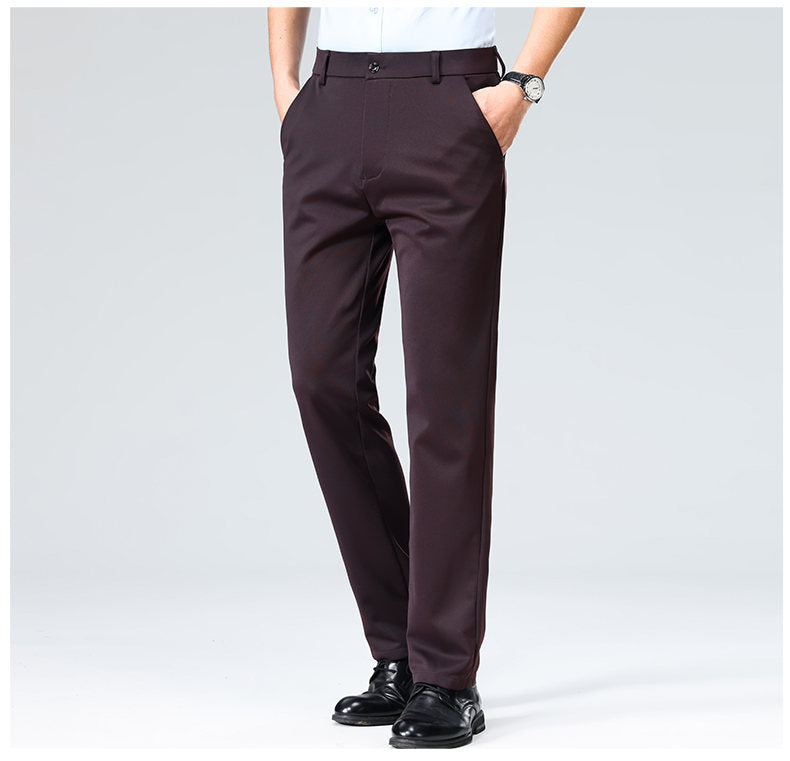 Wholesale casual pants men's four-sided elastic fabric summer ice silk pants trousers trousers high waist breathable iron-free formal trousers