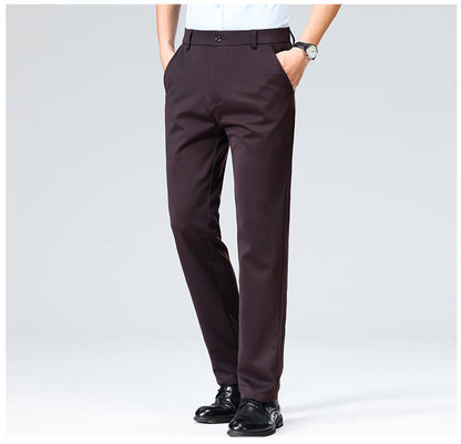 Wholesale casual pants men's four-sided elastic fabric summer ice silk pants trousers trousers high waist breathable iron-free formal trousers