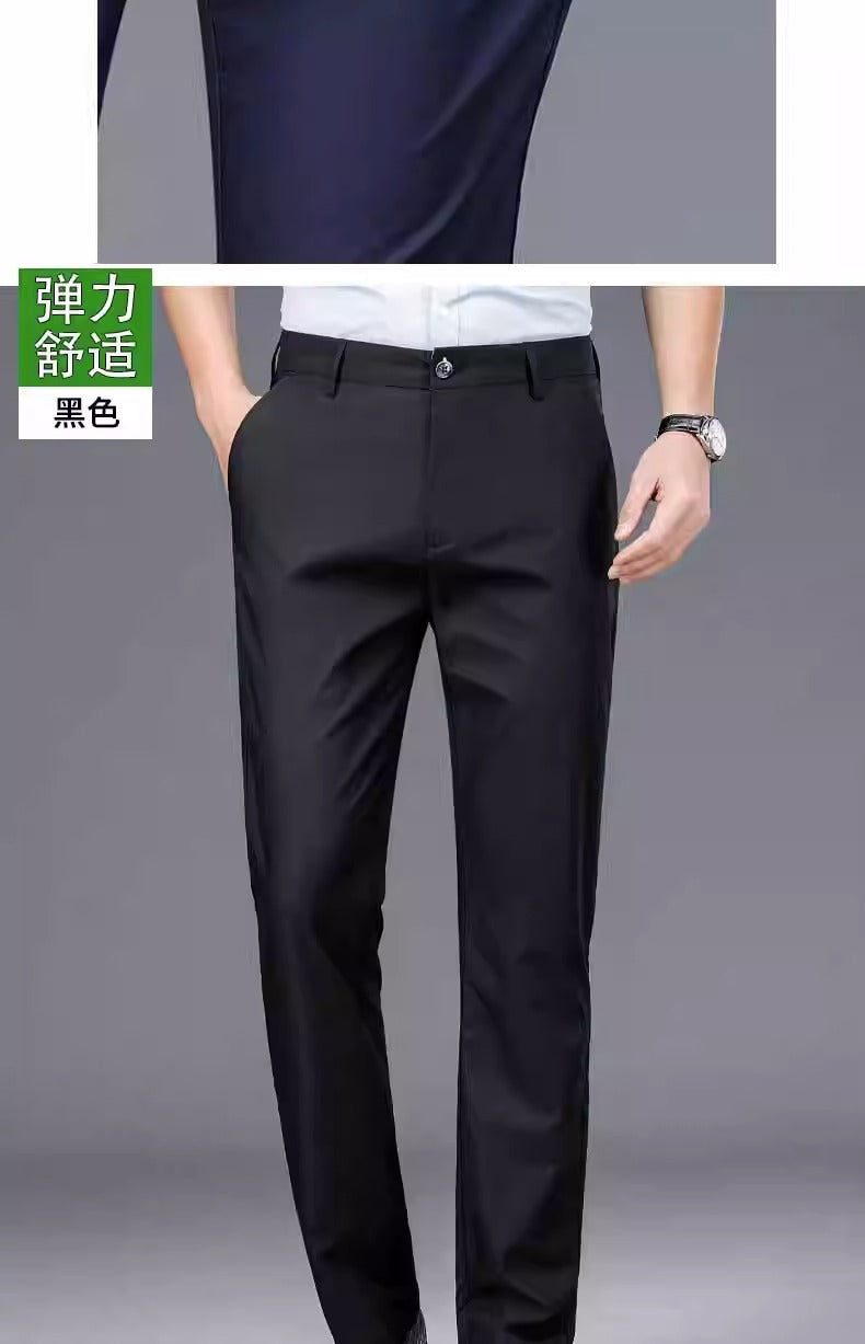 Men's Casual Trousers for Foreign Trade, Loose and Fattened, No-Iron Straight Suit, Business Elastic Trousers Wholesale