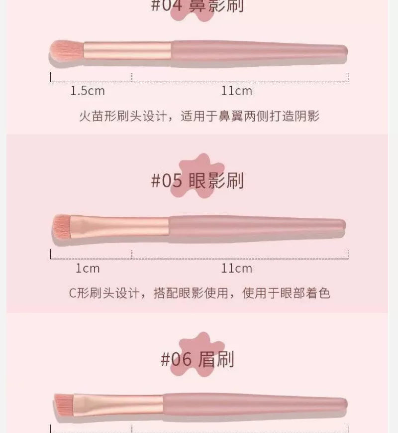 Morandi 8-Piece Beginner Makeup Brush Set Beauty Tools Portable Brushes for Beginners Eyeshadow Brush Loose Powder Setting Brush