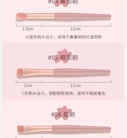 Morandi 8-Piece Beginner Makeup Brush Set Beauty Tools Portable Brushes for Beginners Eyeshadow Brush Loose Powder Setting Brush