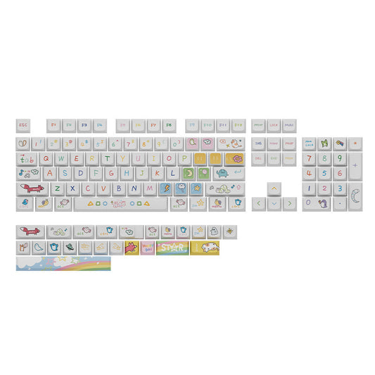 XDA Height Pacha Dog Theme Pattern Yellow Green Keycap Thermal Sublimation Mechanical Keyboard Cap Small Full Set PBT Keycap by PDG ibma