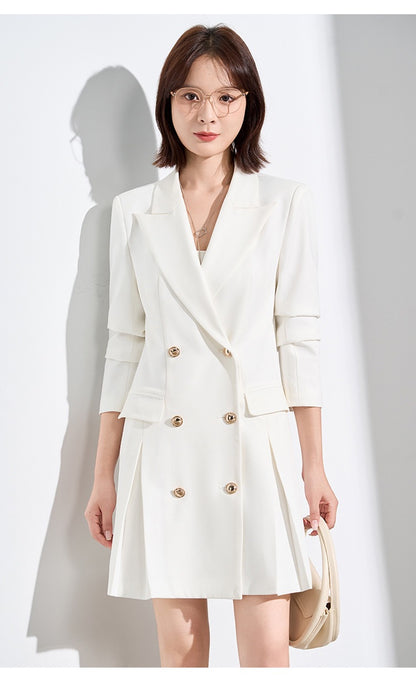 French Hepburn Style Small Black Dress High Sense High Cold Royal Sister Fried Street Small Fragrance Style Pleated Professional Suit dress Summer
