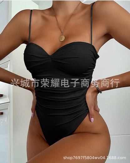 New 2024 Foreign Trade Cross-border Women's One-piece Swimsuit European and American Leopard Print One-piece Swimsuit Bikini Bikini