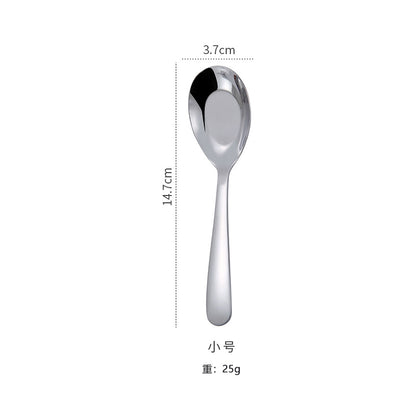 Stainless Steel Flat Bottom Spoon Thickened Spoon Palace Soup Spoon Household Kitchen Hotel Restaurant Soup Rice Spoon Creative Small Spoon