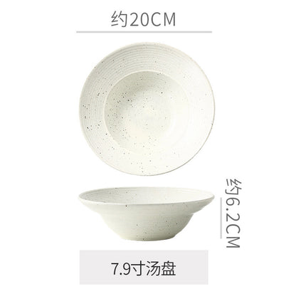 Retro Style Ceramic Kiln Straw Hat Plate Restaurant Hotel Home Threaded Pasta Plate Japanese Fruit Salad Snack Plate