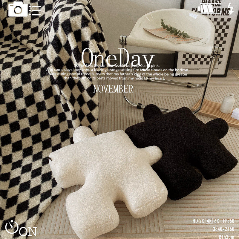 Nordic Style Black and White Puzzle Pillow Seat Cushion Home Sofa Cushion Tatami Foot Pad