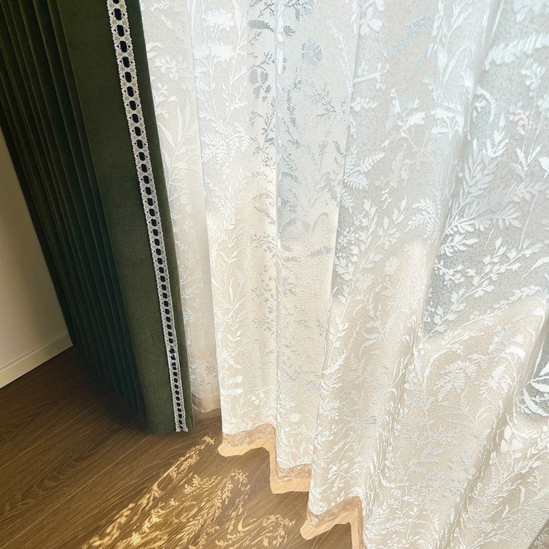 Ankra Brown Shading Bedroom Curtain New Full Shading Living Room High-Level Light Luxury Chenille Cream Curtain
