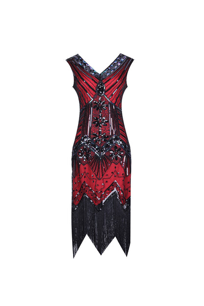 S-4Xl Amazon Wish Real Shot 1920S Retro Sequin Dress Handmade Beaded Tassel Plus Size Evening Dress