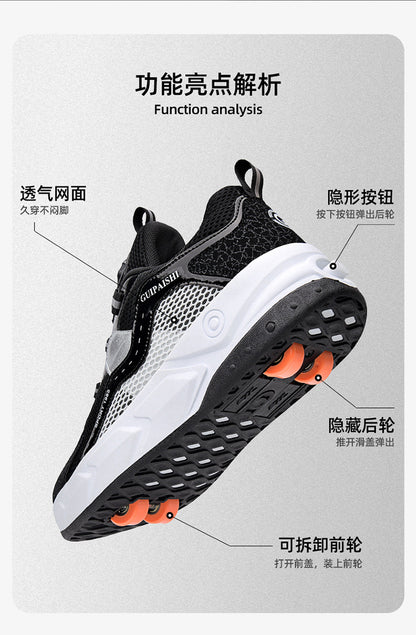 Students heelloo shoes four-wheel children's wheel skates men and women automatic version shoes with wheels in stock wholesale