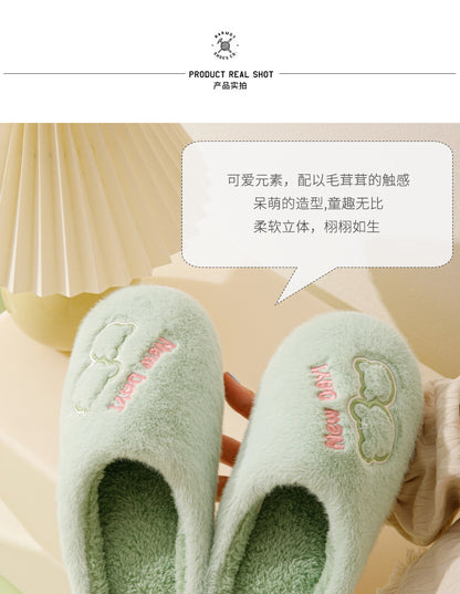 Cold-Proof Cotton Slippers for Women, Autumn and Winter Indoor Home Non-Slip Couple's Thick-Soled Furry Slippers for Men, Winter Home Use