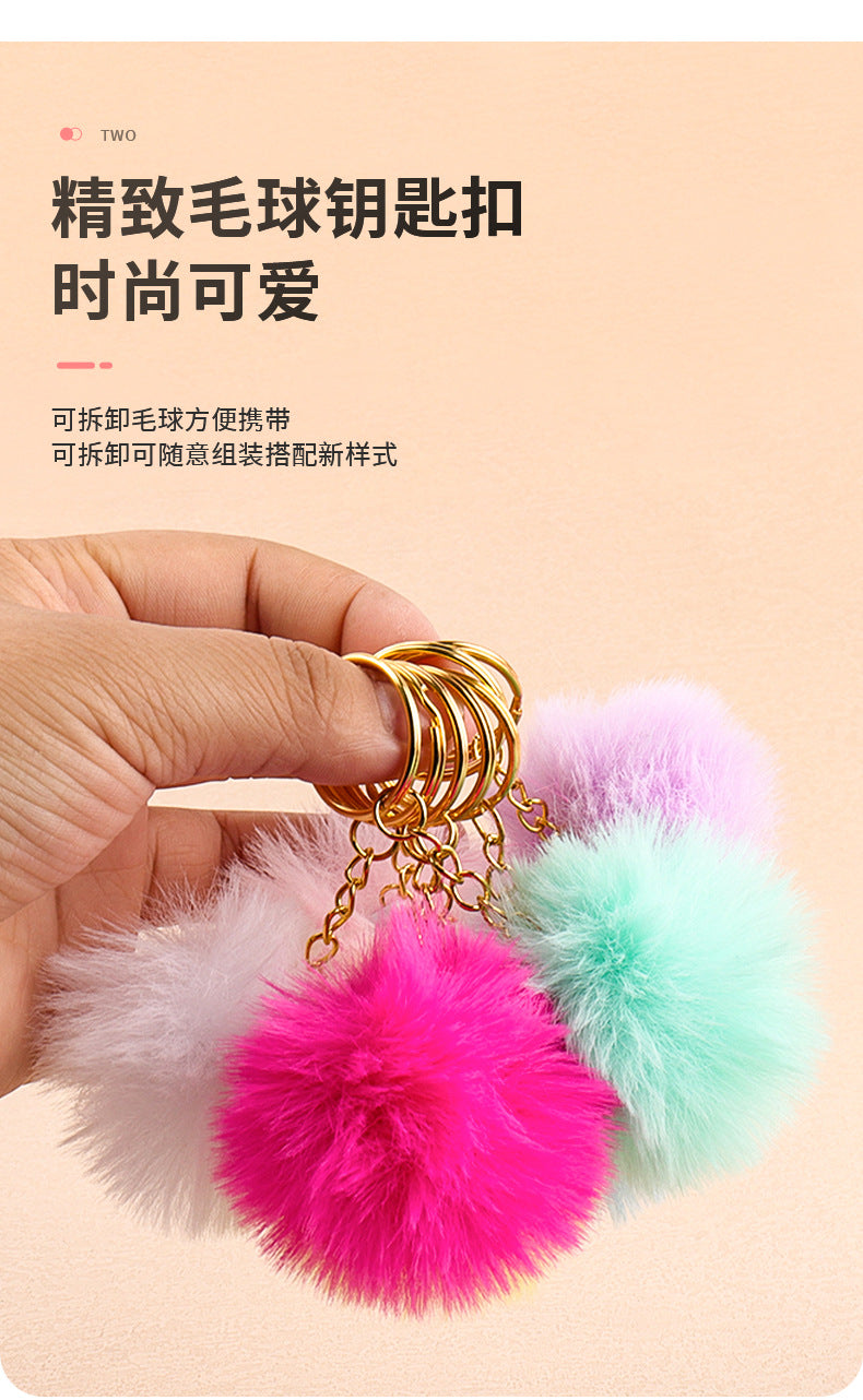 Wholesale in stock Keychain Smiley Hair Ball Tube Eyelash Brush New Cute Multicolor Eyelash Comb Beauty Makeup Tools