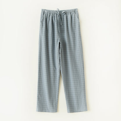 Couple Style Washed Home Pants for Men and Women, Pure Cotton Plaid Pajama Pants, Living Pants, Spring and Autumn Style, Japanese Warehouse Available for Wholesale