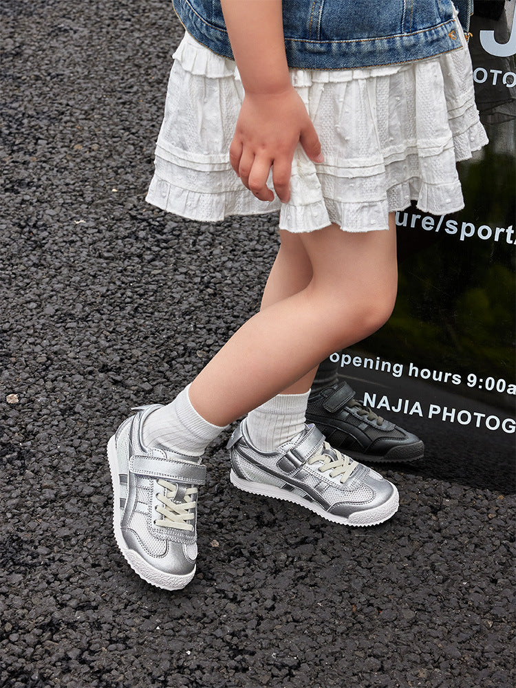 Genuine Leather Boys' Sneakers 2026 Summer New Style Children's Mesh Casual Shoes Breathable Girls' Sports Shoes White Shoes