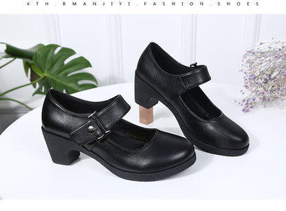 Factory direct sales dance shoes wholesale round head modern square dance shoes ladies mother shoes cross-border products 2025