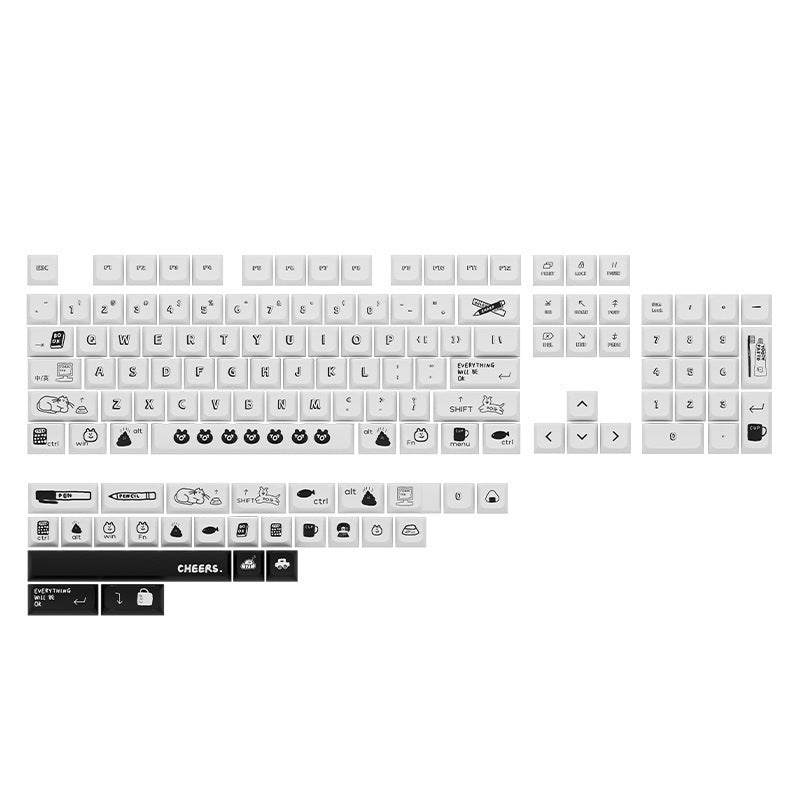 XDA Height Pacha Dog Theme Pattern Yellow Green Keycap Thermal Sublimation Mechanical Keyboard Cap Small Full Set PBT Keycap