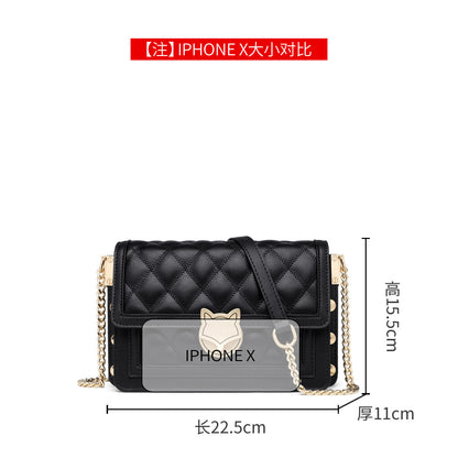 Chain Bag Women's 2024 New Trendy Fashionable Black Rhomboid Shoulder Crossbody Small Square Bag High-grade Commuter Shoulder Bag