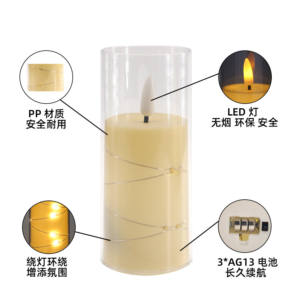 Flameless Candle Battery Powered Candle LED Fairy Light Plexiglass Candle with Remote Control Holiday Candle