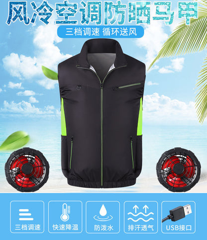 New sleeveless fan clothing air conditioning clothing summer outdoor heatstroke cooling clothes with fan Japan and South Korea cross-border wholesale