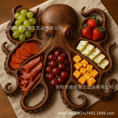 Tray wooden octopus shape creative snacks melon seeds fruit plate platter cross-border new Octopus Charcute