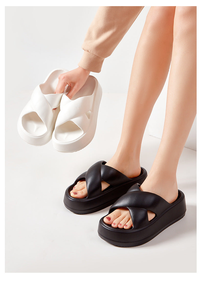 Thick-Soled Sandals for Women's Outer Wear, Fashionable 2024 Summer New Style, Two-Wear Beach Sandals with Holes in the Shoes