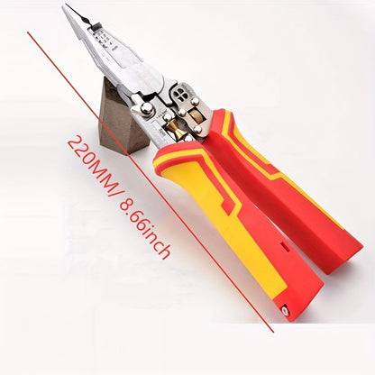 8-in -1 multifunctional wire stripper for electrician with power measurement, wire cutting, cable scissors, multi-purpose wire stripping, wire pressing and wire splitting pliers